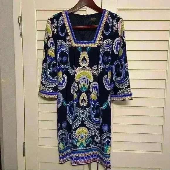 Laundry by Shelli Segal Shift Dress Size 6 Three Quarter Sleeve Square Neck - Picture 10 of 13